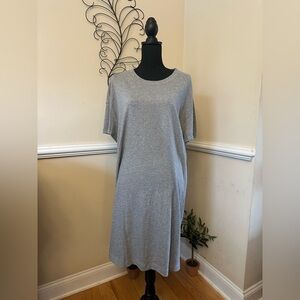 Time And Tru Women Gray 100% Cotton Short Sleeve Crew Neck Knee Length Dress XL